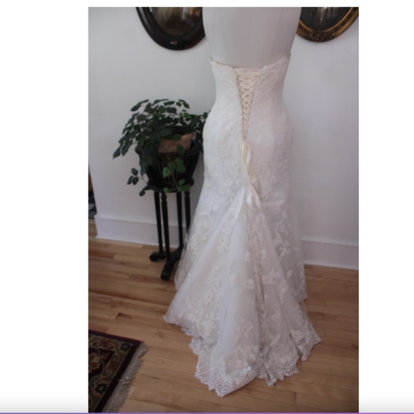 Vintage Maggie Sottero Plus Size Lace Mermaid Cut Trained Wedding Dress - Picture 3 of 8